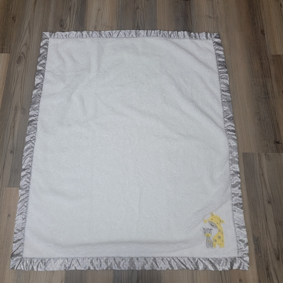 Carter's Other - Carters Child Mine Mommy & Me Giraffe White Silver Satin Polka Trim Baby Blanket